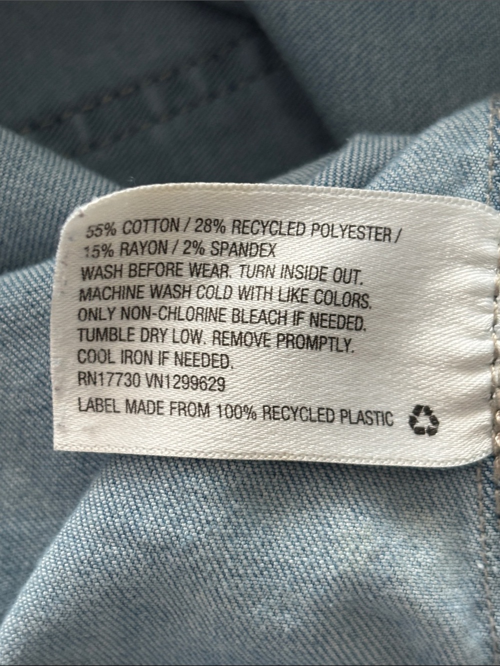 Cat & Jack Light Blue Denim Dress with Subtle White Print kids size L (10/12) - Picture 5 of 8